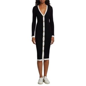 NWT Alice + Olivia Black & White Ribbed Midi Dress size XL